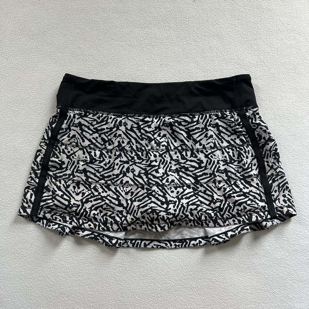 Lululemon Pace Rival Skirt II 4-way Brushed Animal White Black Golf Skort 8